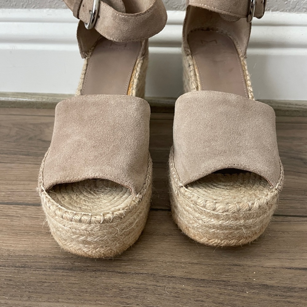 Marc Fisher Beige Womens Espadrille Wedge Sandals
